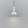 Modern Circular Chandelier With White Ring Design And Copper Pendant Lighting 3d model