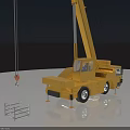 Yellow Mobile Crane With Extended Boom Truck Chassis And Metal Hook