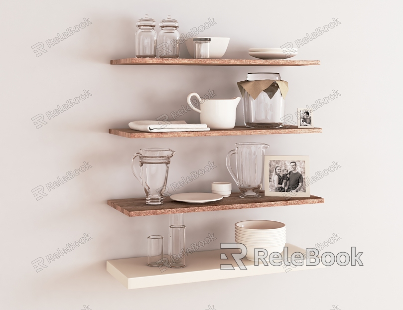 Modern Wall Rack Solid Wood Wall Rack Combination model