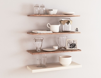 Modern Wall Rack Solid Wood Wall Rack Combination 3d model