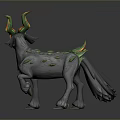 Fantasy Mythical Creature With Green Orange Horns And Spotted Body 3D Model Design