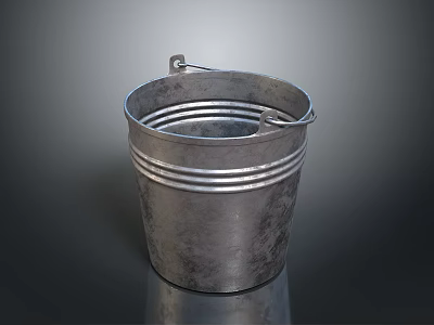 Industrial Metal Bucket With Sturdy Handle And Rustic Metal Finish For Workshop Storage 3d model