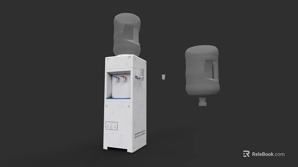 Modern White Water Dispenser With Top Mounted Jug And Spare Bottle 3d model 