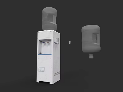 Modern White Water Dispenser With Top Mounted Jug And Spare Bottle 3d model