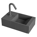 Modern Black Square Washbasin Design With Gold Faucet And Sleek Surface
