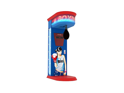 Boxing Themed Entertainment Appliance With Punching Bag And Cartoon Design 3d model