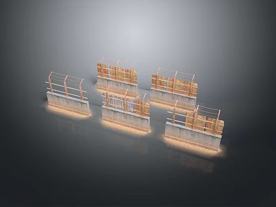 Scenic Construction Landscape With Multiple Bridge Piers And Concrete Structures 3d model