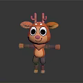 Cartoon Deer 3D Model with Big Eyes Orange Body White Spots Open Arms Friendly Look