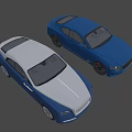 White and Blue Luxury Coupe Cars with Sleek Design and Modern Exterior