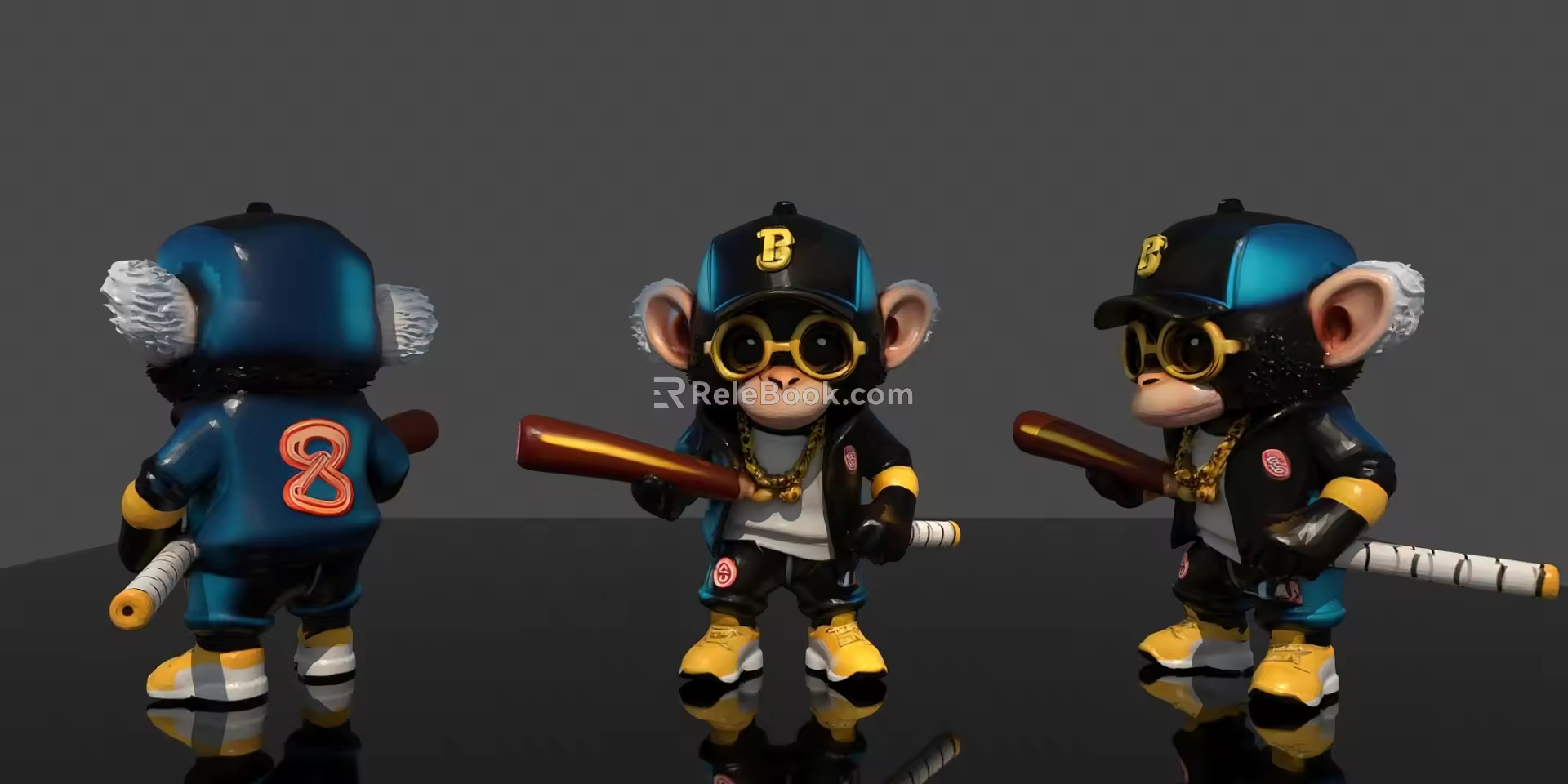 Stick Little Monkey Little Monkey Creative Ornaments Monkey Toy Monkey Doll Monkey Toy Baseball Suit Baseball Player Stick Ip Creative Monkey 3d model