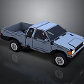 Light Blue Two Door Pickup Truck with Classic Styling and Open Bed Design