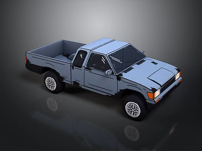 Light Blue Two Door Pickup Truck with Classic Styling and Open Bed Design 3d model