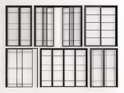 Modern sliding door sliding door combination glass sliding door 3d model