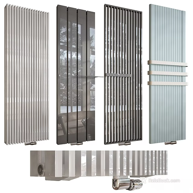 Modern Bathroom Accessories With Stripe Design And Various Metal Color Options 3d model 