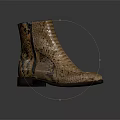 Brown Snakeskin Texture Ankle Boots With Zipper And Low Heel Design