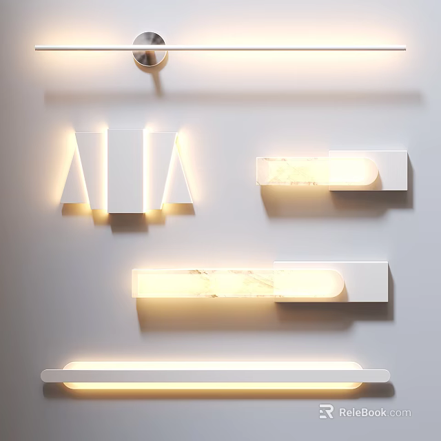 Modern Wall Sconces With Sleek White Design And Illuminated Minimalist Structure For Home Interior 3d model 