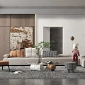Modern Sofa Coffee Table Combination Multi-person Sofa Leisure Chair 3d model