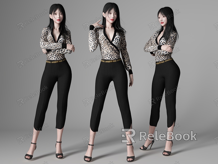 aura figure leopard print top beautiful woman model