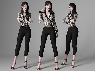 aura figure leopard print top beautiful woman 3d model