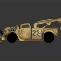 Old Yellow Tow Truck With Shark Tooth Decoration And Number 22