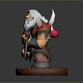 White Bearded Man In Orange Armor Holding Axe And Shield On Red Base 3d model