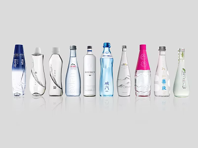 Various Bottled Beverages With Different Designs Colors And Brand Packaging 3d model
