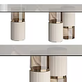 Modern Dining Table With Glass Top And Textured Cylindrical Legs Design 3d model