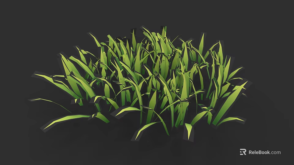 Green Plant Drawing With Fresh Vibrant Grass Blades And Natural Foliage 3d model 