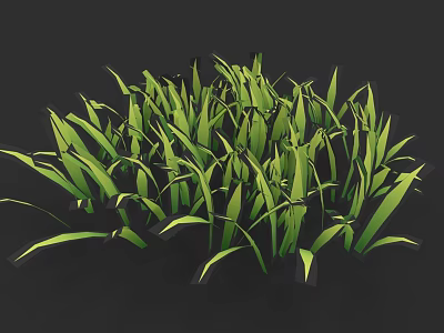 Green Plant Drawing With Fresh Vibrant Grass Blades And Natural Foliage 3d model