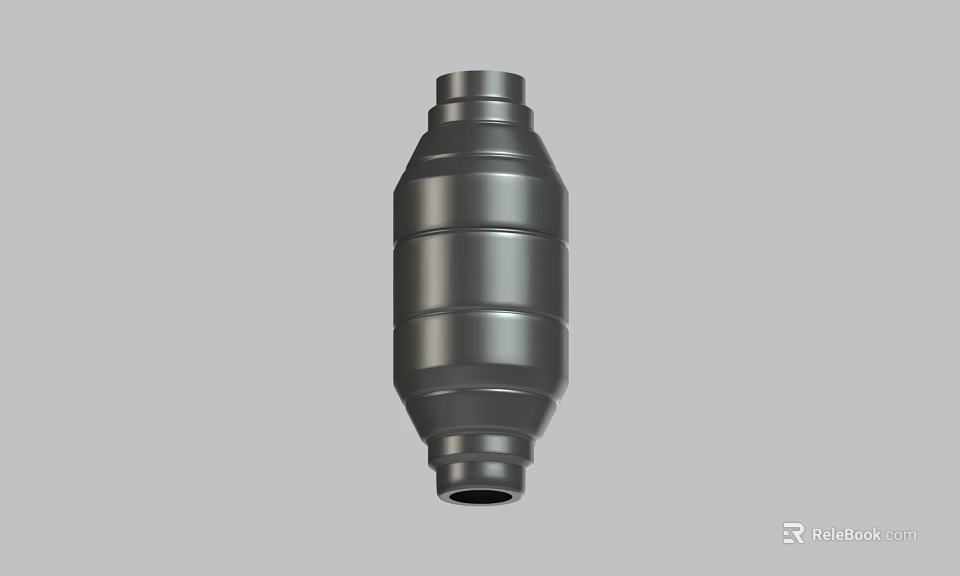 Metal Cylindrical Industrial Component With Ringed Structure And Smooth Surface 3d model