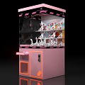 Attractive Pink Claw Machine With Stuffed Toys And Neon Light Design