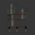 Ancient Mechanical Structure With Wooden Beams And Metal Supports Components