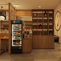 Traditional Japanese Restaurant Interior With Wooden Counter Staircase Decorative Posters And Bottle Shelves