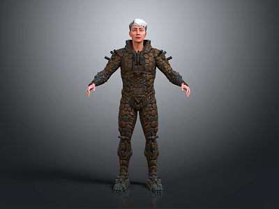 Human Character In Creature Inspired Armor With Detailed Biological Design Features 3d model