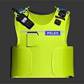 High Visibility Fluorescent Yellow Police Vest With Walkie Talkie And Buttons