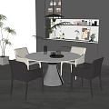 Modern Round Dining Table Set With White Top Beige And Gray Chairs 3d model