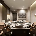 Elegant Private Dining Room Interior With Round Table Set Tableware And Comfortable Chairs
