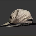 Beige Boston Cap With Blue Lettering Placed On Soft Blue Mat