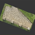 Modern Outdoor Model Scene With Stone Pavement Grass And Stone Railings
