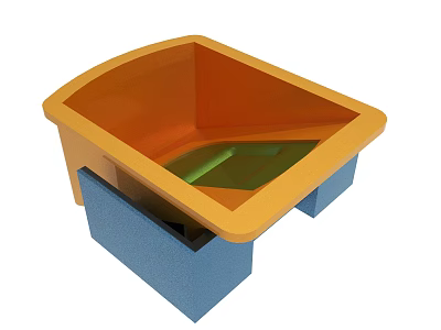 Modern Orange Container With Blue Support Base And Green Interior 3d model