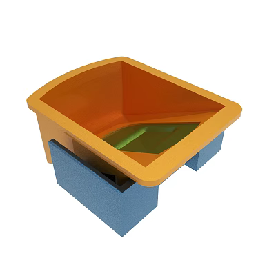 Modern Orange Container With Blue Support Base And Green Interior 3d model