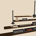 Various Modern Fireplace Designs With Flames And Wood Logs On Shelves