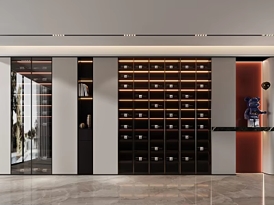 Modern Luxury Wine Cabinet With Built in Storage Shelves LED Lighting And Elegant Interior 3d model