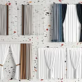 Various Colored Curtain Collection With Sheer Linen Double Layer And Tieback For Home Interior