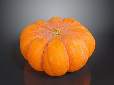 Vibrant Orange Round Textured Pumpkin With Shiny Rind And Glossy Surface 3d model
