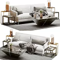 Modern double sofa coffee table combination 3d model