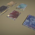 Vintage Old Books With Various Colors And Textures On Brown Background