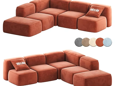 Stylish Modular Velvet Double Sofa With Multiple Color Options For Cozy Home Living Room 3d model