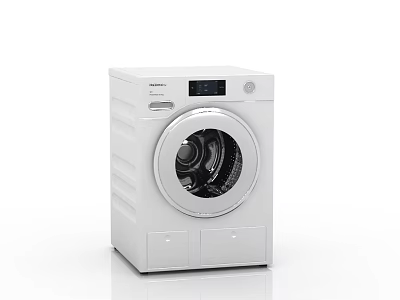 White Front Load Washing Machine With Digital Display And Sleek Modern Design 3d model