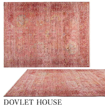 Elegant Red Square Rug With Vintage Traditional Pattern And Distressed Design 3d model